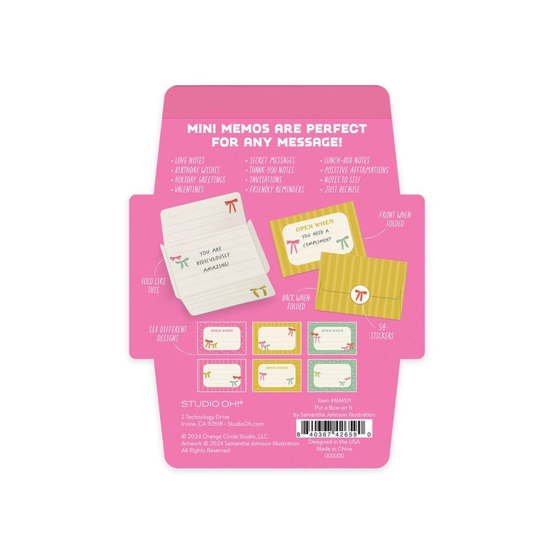 Studio Oh! Put A Bow On It Mini Memos with Stickers