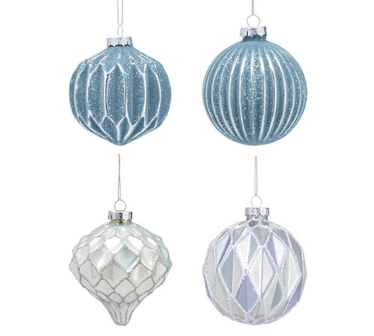 burton + BURTON GLASS ORNAMENT BLUE AND SILVER