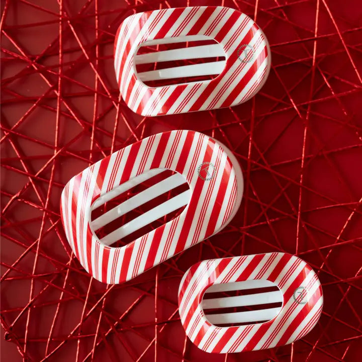 Teleties Flat Round Hair Clip | Medium | Candy Cane Crush