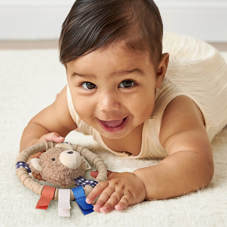 Itzy Ritzy Ring Pal™ - Teething Ring with Plush Character-Taupe Bear