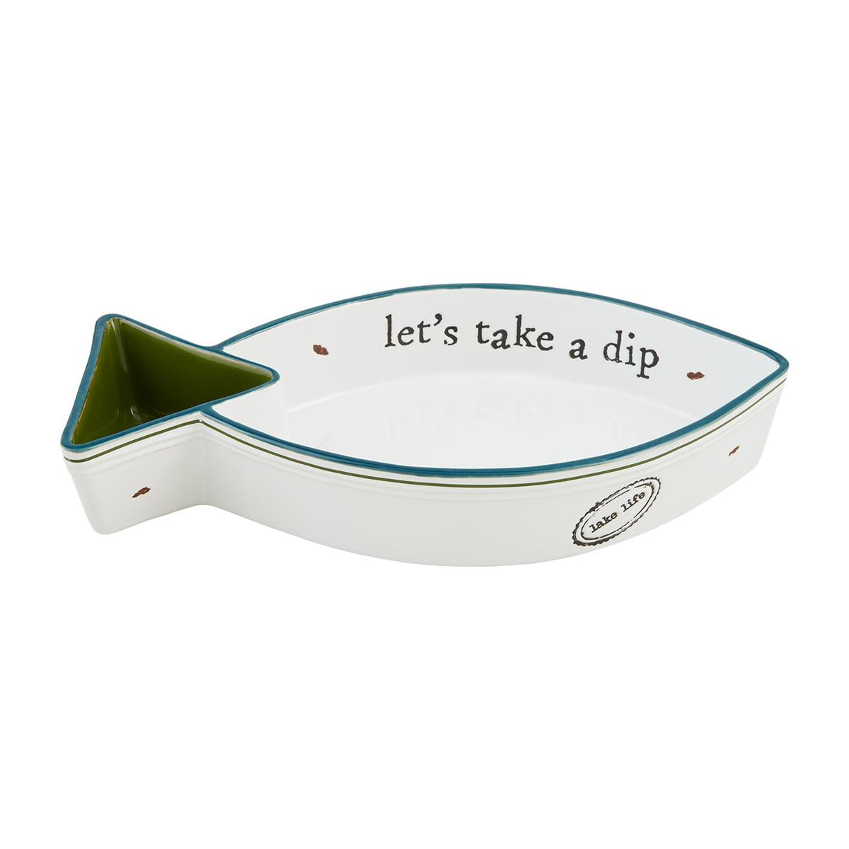 MUD PIE LAKE FISH CHIP & DIP SERVER