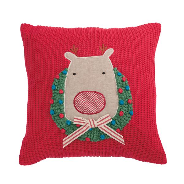 MUD PIE REINDEER KNIT PILLOW