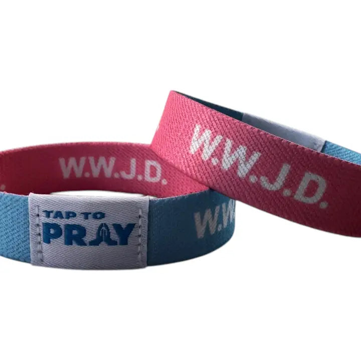 Versible Tap To Pray™ Wristbands - Blue & Pink Wwjd