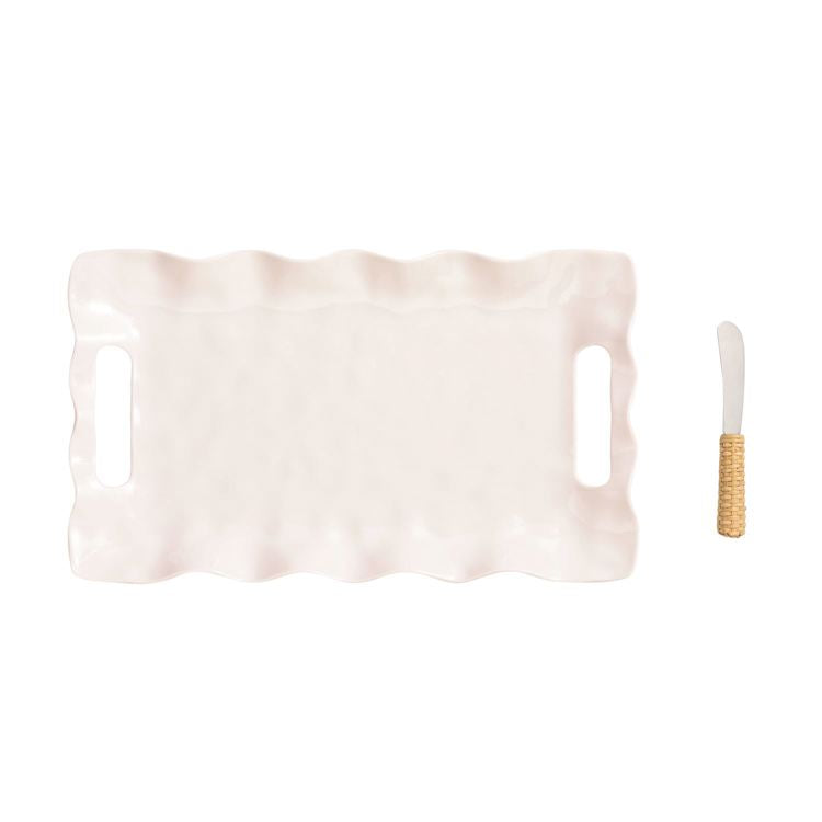 MUD PIE Ruffle Outdoor Tray Set