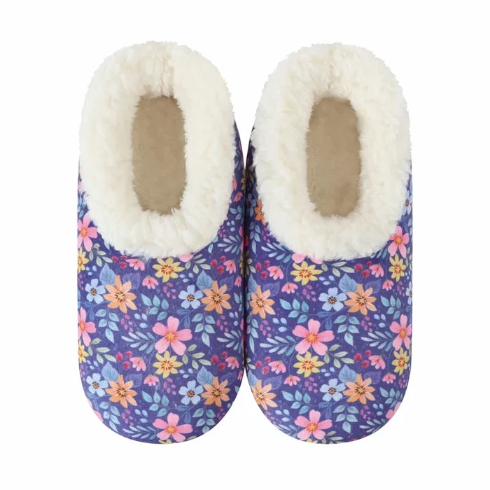 Snoozies! Women's Autumn Meadow Slippers-Blue Floral