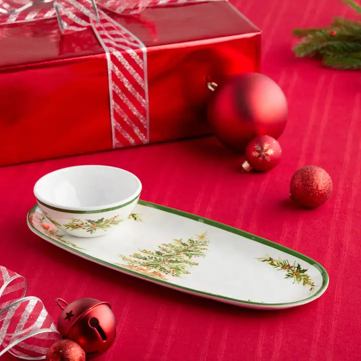 Certified International Holly Tree Melamine Tray and Bowl Gift