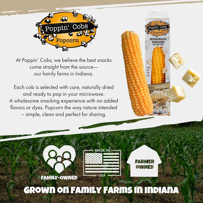 Poppin' Cobs Popcorn On the Cob with White Cheddar Seasoning