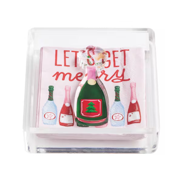 MUD PIE CHAMPAGNE HOLIDAY BAR NAPKIN HOLDER & WEIGHT SET