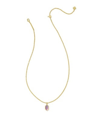 KENDRA SCOTT HALLIE SHORT PENDANT NECKLACE GOLD PURPLE WATERCOLOR ILLUSION