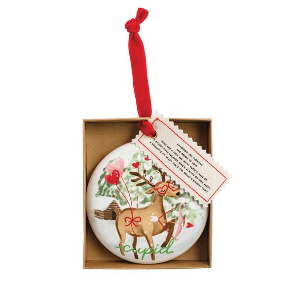 MUD PIE CUPID REINDEER BOXED ORNAMENT