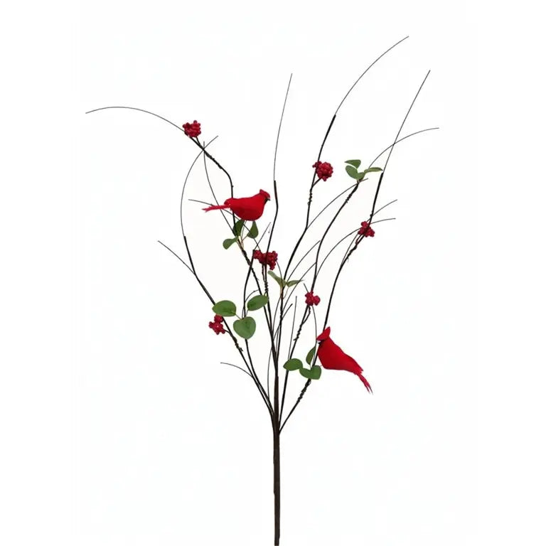 Select Artificials, Inc. Twig, Red Berry & Cardinal, Branch, 37", Red/Green