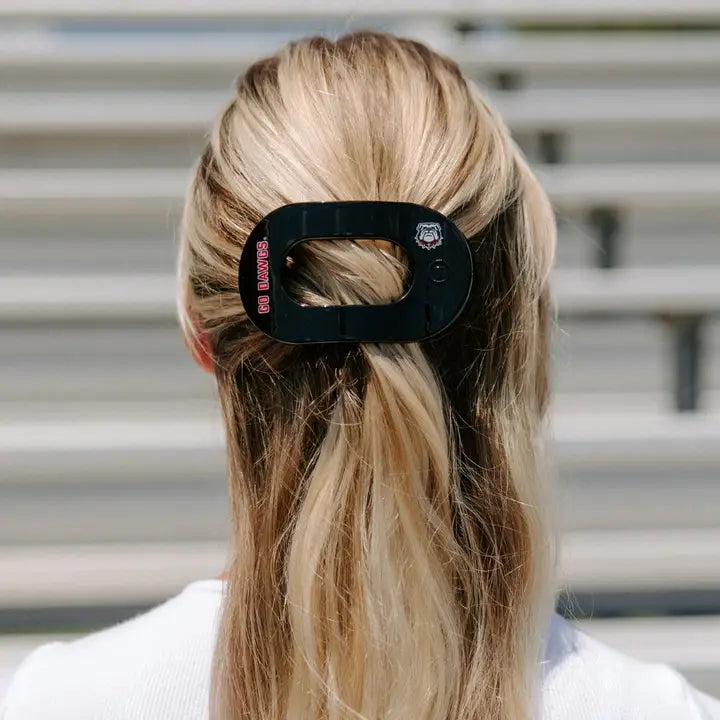 Teleties Flat Round Hair Clip | Medium | Go Dawgs!