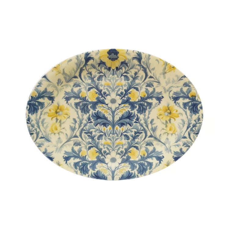 HAZEL MAZEL Stoneware Platter W Botanical Design