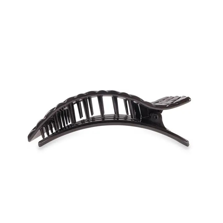 Teleties Flat Rectangle Hair Clip | Medium | Jet Black Quilted