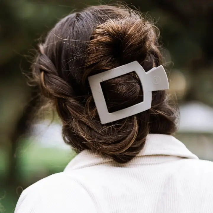 Teleties Square Flat Hair Clip | Large | Silver Flames