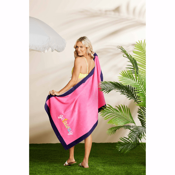 MUD PIE PINK BOUCLE BEACH TOWEL