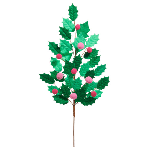 RAZ Imports 27" PINK HOLLY FELT SPRAY