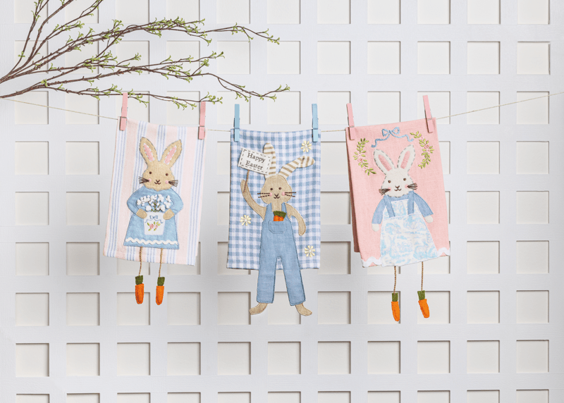 MUD PIE STRIPE BUNNY DANGLE LEG TOWEL