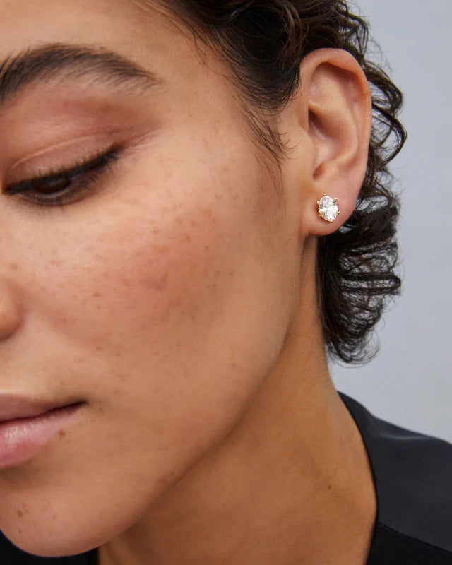 Kendra Scott Cailin Gold Crystal Stud Earrings in White CZ