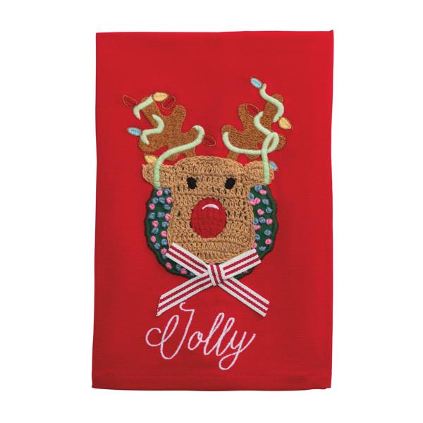 MUD PIE CROCHET REINDEER TOWEL