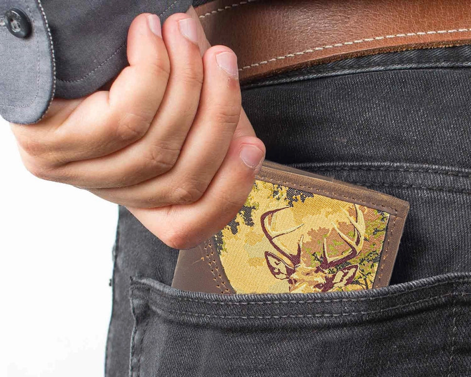 Zep-Pro Buck Men's Bifold Woven Patch Leather Wallet.
