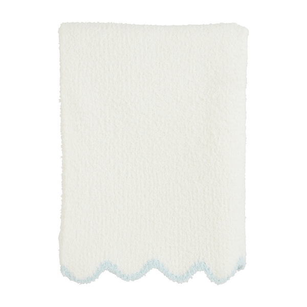 MUD PIE BLUE SCALLOP CHENILLE BLANKET