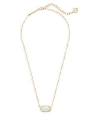 KENDRA SCOTT ELISA SHORT PENDANT NECKLACE GOLD WHITE OPAL
