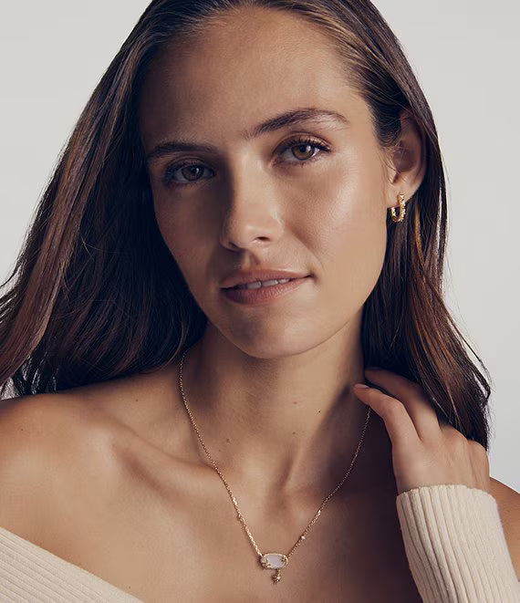 KENDRA SCOTT FATE HUGGIE EARRINGS GOLD WHITE CZ
