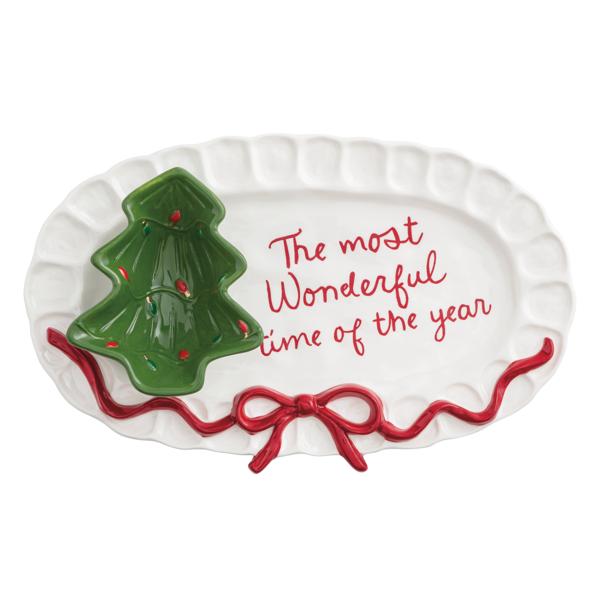 MUD PIE CHRISTMAS BOW TIDBIT & PLATTER SET