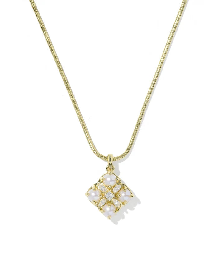 KENDRA SCOTT DIRA PEARL SHORT PENDANT NECKLACE GOLD FRESHWATER CULTURED PEARL