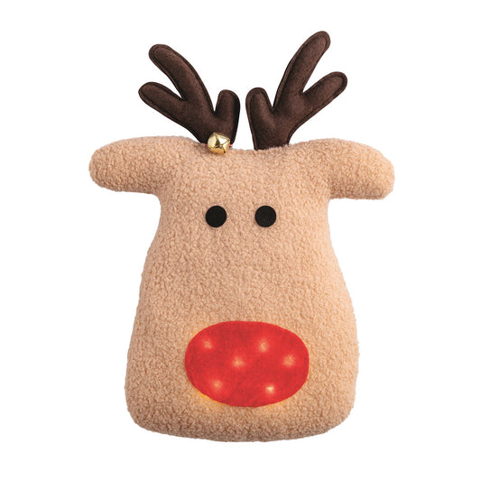 MUD PIE REINDEER SHERPA LIGHT-UP PILLOW