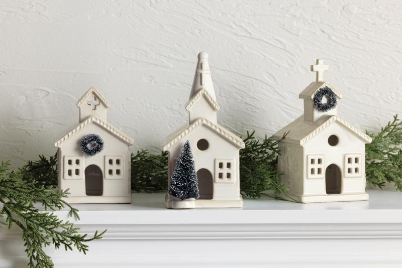 MUD PIE LARGE CERAMIC CHURCH SITTER