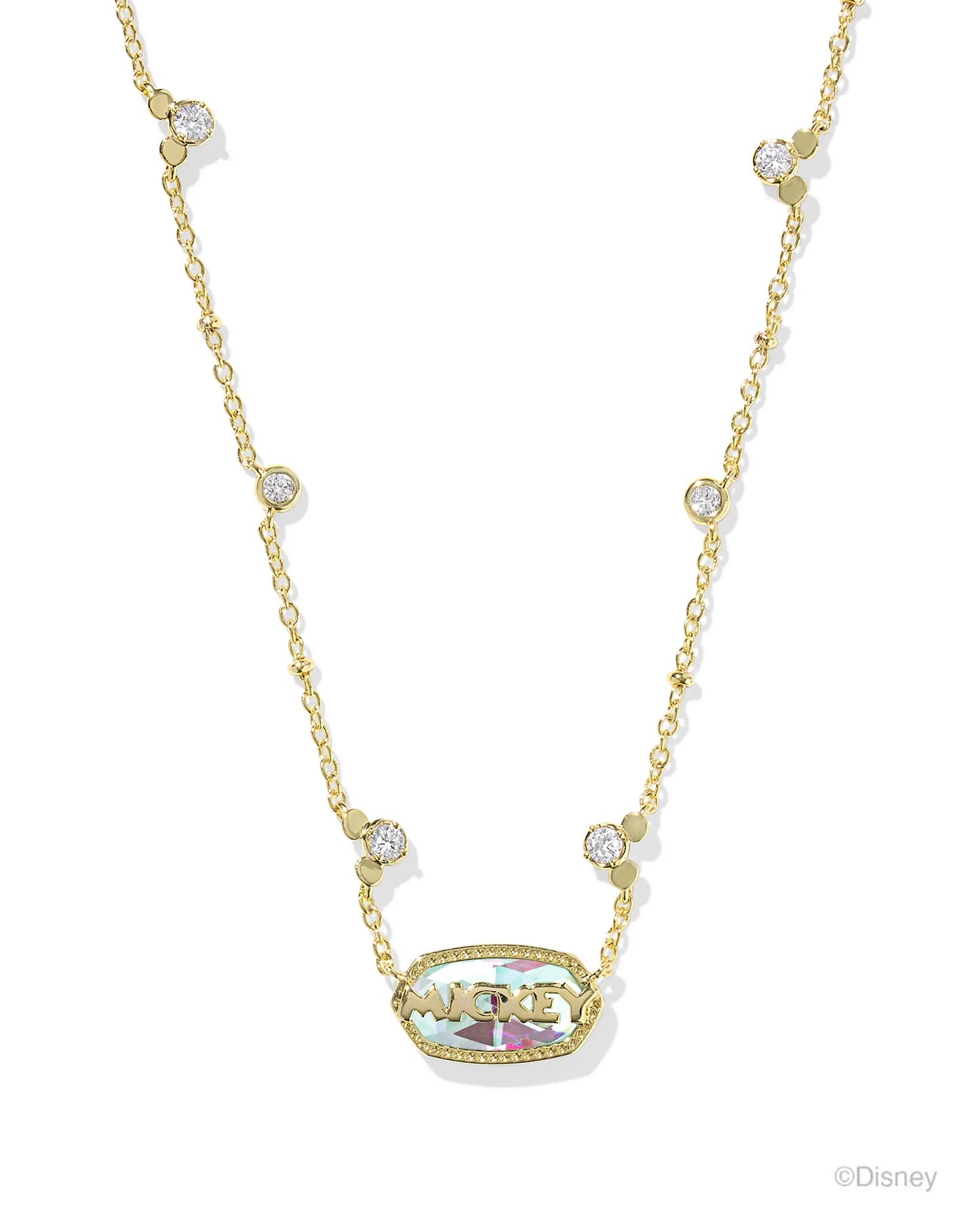 KENDRA SCOTT MICKEY MOUSE ELISA NECKLACE GOLD DICHROIC GLASS