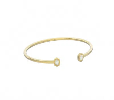 KENDRA SCOTT MINI ELTON CUFF BRACELET GOLD BRIGHT WHITE LAB GROWN OPAL S/M