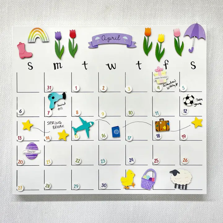 Roeda Studio Dry Erase Magnetic Calendar - 15"H X 17"W