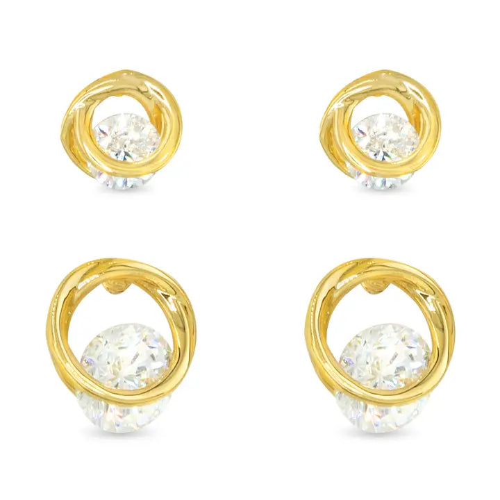 Amanda Blu Gold Cz Tension Duo Earrings