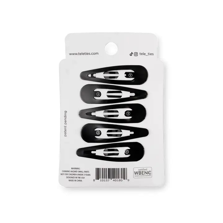 Teleties Snap Clip | Jet Black | 6 Count