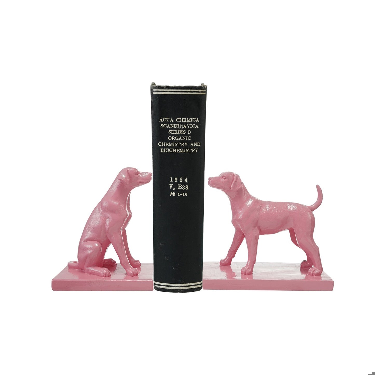 HAZEL MAZEL Resin Dog Bookends, Pink