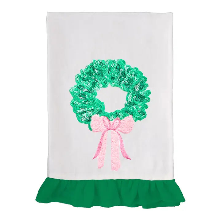Mary Square Tea Towel Sequin Wreath