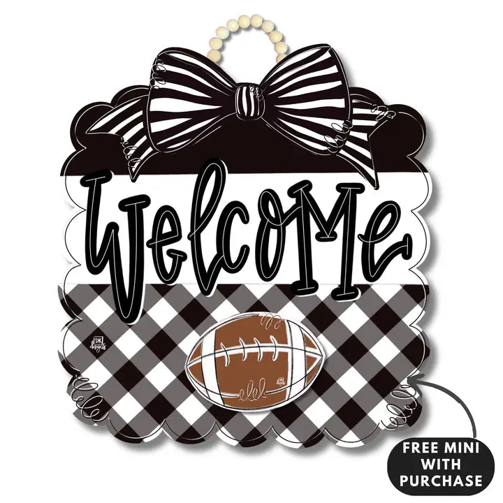 DK Designs Black and White Football Scallop W / Mini