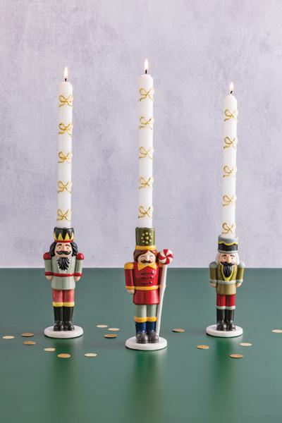 MUD PIE RED NUTCRACKER TAPER HOLDER