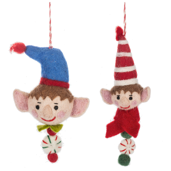 Ganz Handcrafted Elf Head Ornaments