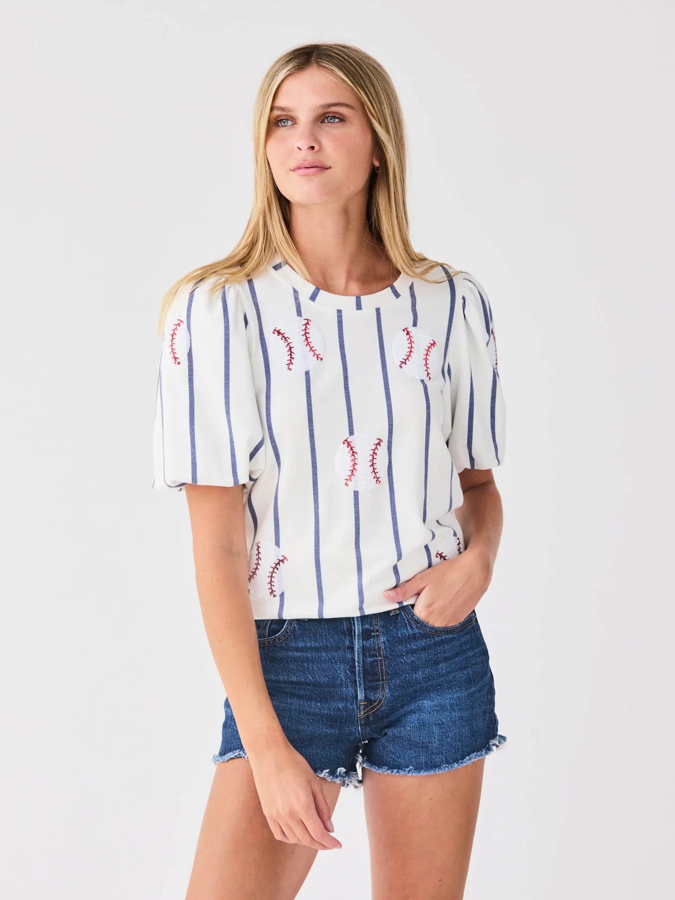Mary Square Tina Top | Sequin Baseball