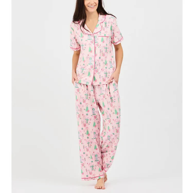 Christmas Cottage Short Sleeve Pajama Set | Mary Square