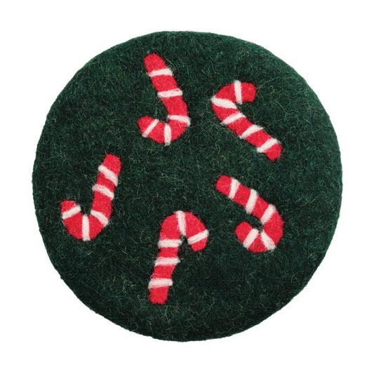 MUD PIE CANDY CANE FELTED TRIVET