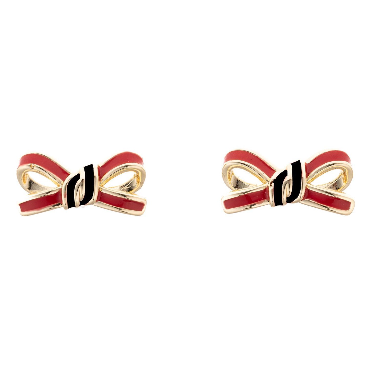 Mary Square Earrings Bow Red & Black