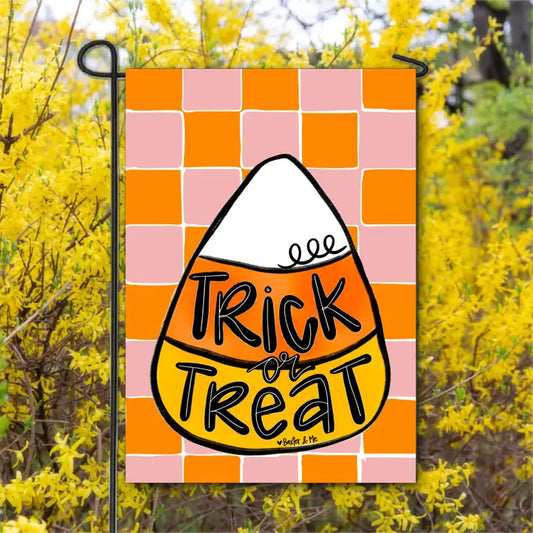 Baxter & Me Trick or Treat Candy Corn Garden Flag