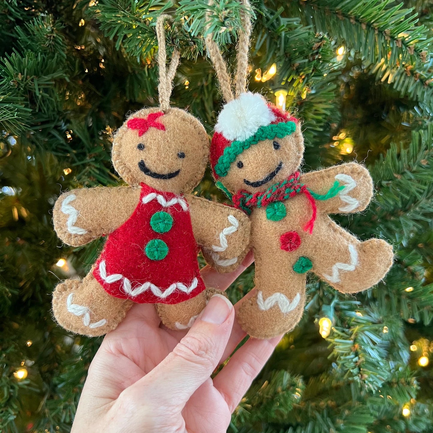 Ornaments 4 Orphans Gingerbread Man Ornament, Embroidered Wool