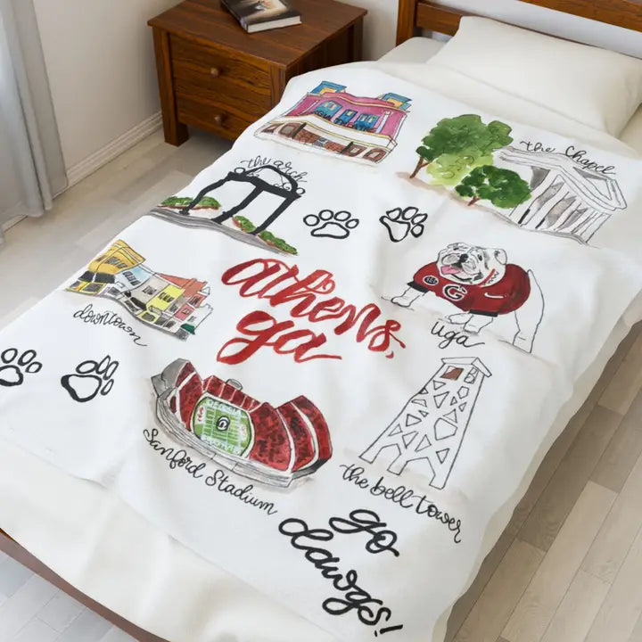 Athens Collegiate Velveteen Blanket