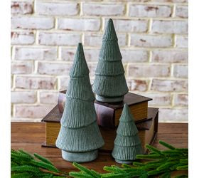 Pd HOME SHORT GREEN HOLIDAY CERAMIC TREES